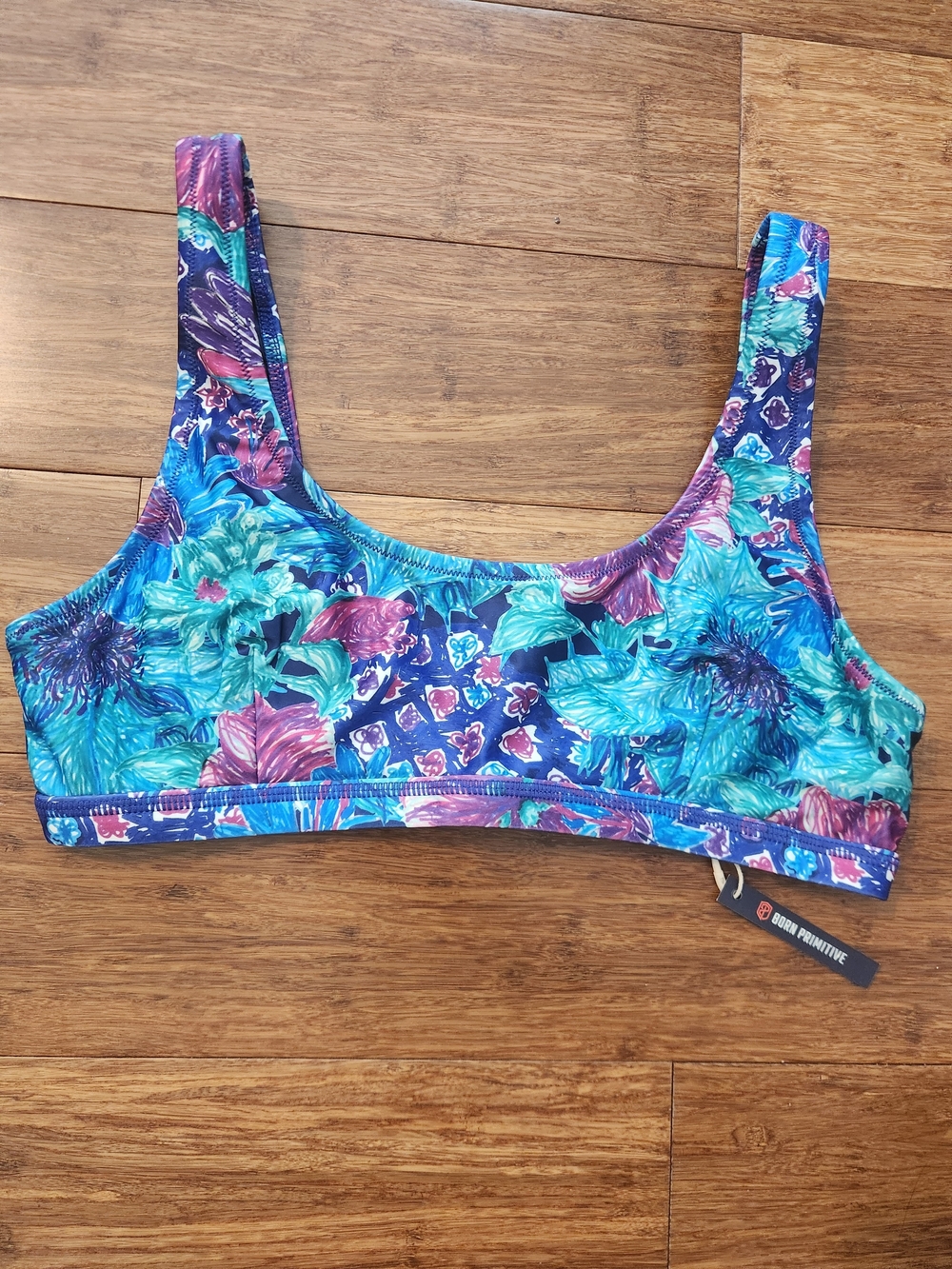 New Born Primitive Women's Blue Purple Summer Floral Festival Boho Bikini Top XL